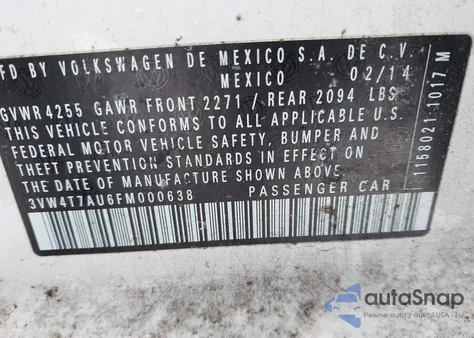 2015 Volkswagen Golf Gti 2.0T Autobahn 4-Door from USA, damaged, VIN 3VW4T7AU6FM000638